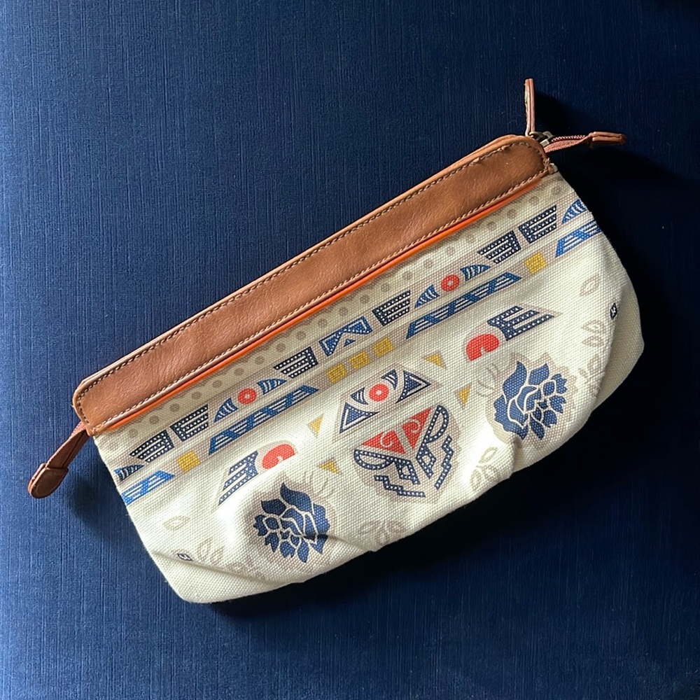 French Connection Woven Cotton Clutch